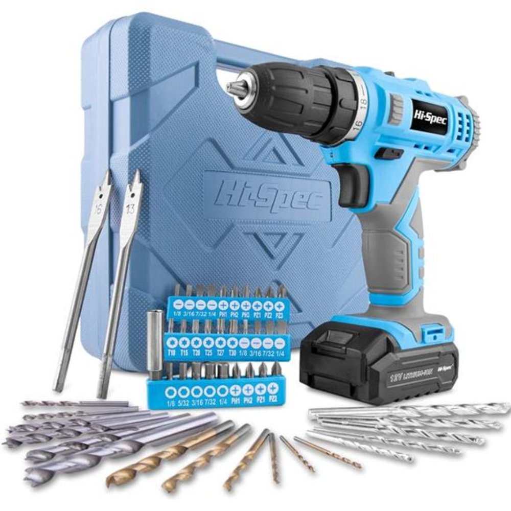 50pc Blue12V Electric Battery Drill Driver Kit & Bit Set.Cordless Portable Power